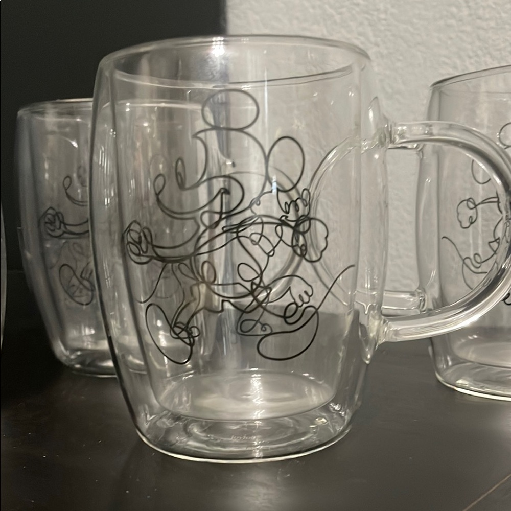 Joy Jolt Aroma Home Double-Walled Glass Mug with Artistic Black Design